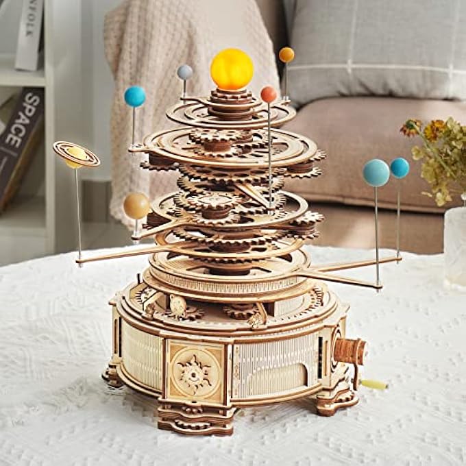 3D WOODEN PUZZLE FOR ADULTS DIY SOLAR SYSTEM MODEL KIT MECHANICAL ORRERY CRAFT KITS TO BUILD UNIQUE GIFT FOR TEENS - Image 3